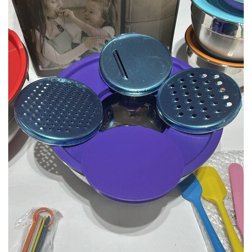 Stainless Steel Mixing Bowls Set with Non-Slip Bottoms and 3 Grater  26 pieces